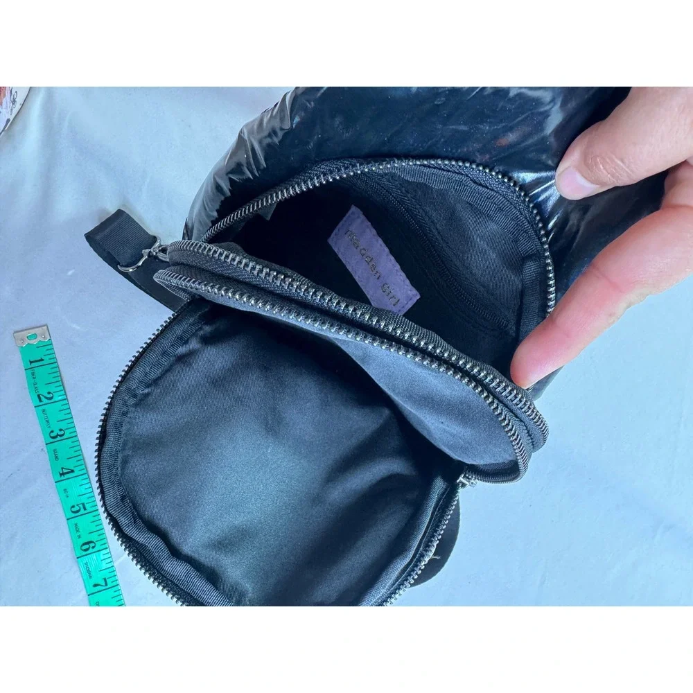 Madden Girl Black Iridescent Sling Bag Crossbody Teardrop Backpack Oil Slick